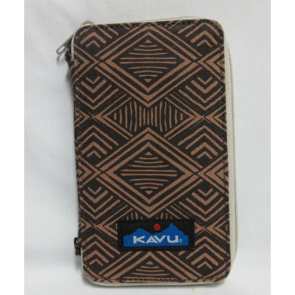 KAVU Go Time Black/Brown Bi Fold Crossbody Zip Wallet With Removable Rope Strap